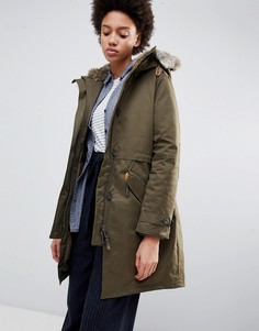 Парка с капюшоном и искусственным мехом Parka London Lucinda - Зеленый