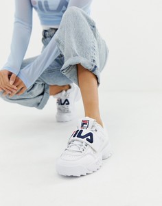 Белые кроссовки на липучке с логотипом Fila White Disruptor 2 Premium - Белый