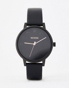 Часы с черным кожаным ремешком Nixon X Mickey Mouse Kensington - Черный