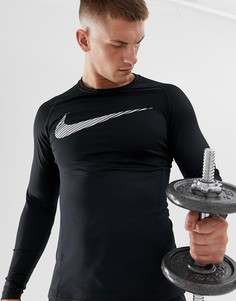 Черный свитшот с логотипом-галочкой Nike Training Therma 929723-010 - Черный