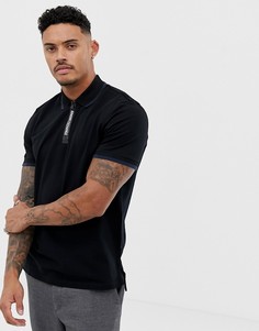 Черное поло с молнией 1/4 Armani Exchange - Черный