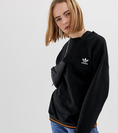 Черный свитшот с оранжевой окантовкой adidas Originals - Белый