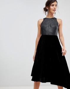 Бархатное асимметричное платье со складками Coast Delores - Черный