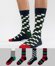 Новогодний подарочный набор из 4 пар носков Happy Socks - Мульти