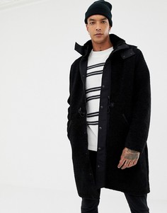 Черная плотная удлиненная парка из искусственного меха ASOS DESIGN - Черный