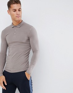 Бежевое трикотажное обтягивающее поло с длинными рукавами ASOS DESIGN - Бежевый