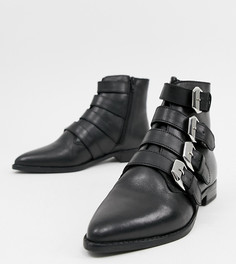 Кожаные ботинки с пряжками ASOS DESIGN - Черный