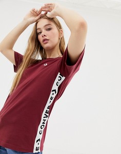 Бордовая футболка с отделкой Converse - Красный