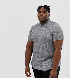 Футболка-поло на пуговицах с отделкой в рубчик ASOS DESIGN Plus - Серый