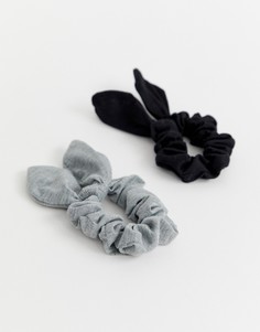 Набор из 2 резинок для волос черного и серого цвета с бантиками ASOS DESIGN - Мульти