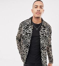 Черная велюровая куртка в стиле вестерн с золотистыми пайетками ASOS DESIGN Tall - Черный