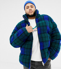 Дутая куртка в синюю клетку ASOS DESIGN Plus - Синий