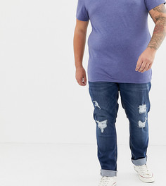 Джинсы цвета индиго с рваной отделкой Jacamo Plus - Темно-синий