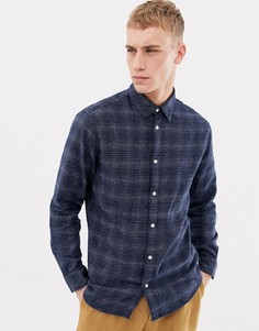 Фактурная приталенная рубашка в клетку Selected Homme - Темно-синий