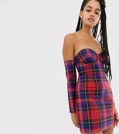Платье мини в клетку с открытыми плечами ASOS DESIGN x LaQuan Smith - Мульти