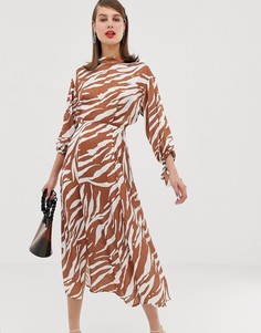 Платье миди с зебровым принтом ASOS DESIGN - Мульти