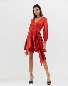 Атласное платье мини ASOS DESIGN - Коричневый