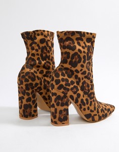 Ботинки на каблуке с леопардовым принтом Boohoo - Мульти