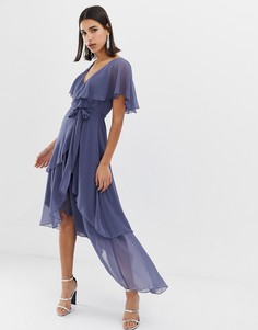 Платье миди с кейпом ASOS DESIGN - Темно-синий