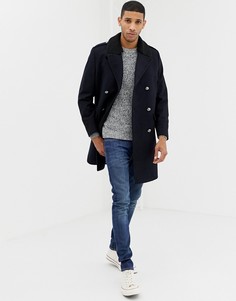 Темно-синее пальто в стиле милитари Burton Menswear - Темно-синий