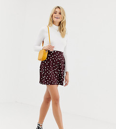 Бордовая мини-юбка в горошек со складками ASOS DESIGN Tall - Мульти
