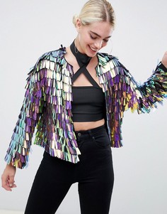 Куртка с переливающимися пайетками и бахромой ASOS DESIGN - Черный