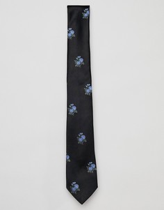 Черный узкий галстук с цветочным принтом Paul Smith - Черный