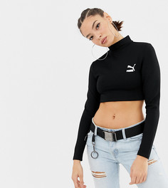 Эксклюзивный черный лонгслив с высоким воротом Puma - Черный