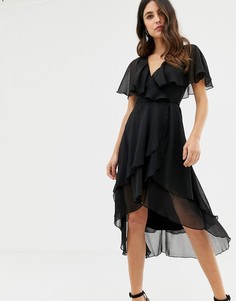 Платье миди с кейпом ASOS DESIGN - Черный