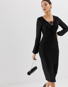 Платье-футляр со шнуровкой ASOS DESIGN - Черный