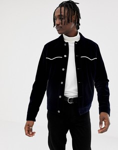 Вельветовая куртка в стиле вестерн с окантовкой ASOS DESIGN - Темно-синий