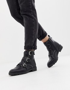 Ботильоны с ремешками и заклепками Pull&bear - Черный