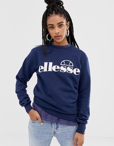 Свитшот бойфренда с логотипом Ellesse - Темно-синий