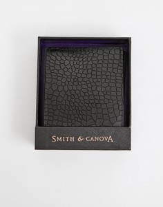 Черный бумажник с эффектом крокодиловой кожи Smith & Canova - Черный