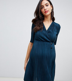Плиссированное платье мини с пуговицами ASOS DESIGN Maternity - Зеленый