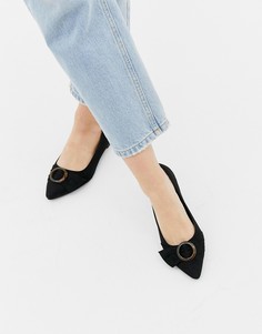 Туфли из искусственной замши на плоской подошве с пряжкой New Look - Черный
