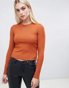 Узкий лонгслив красно-бурого цвета ASOS DESIGN - Оранжевый