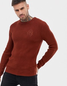 Рыжий джемпер в рубчик с круглым вырезом River Island - Красный