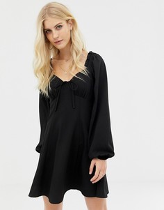 Свободное платье мини с вырезом сердечком ASOS DESIGN - Черный