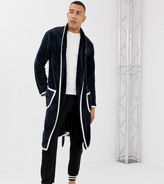 Темно-синий халат со светло-бежевой окантовкой ASOS DESIGN Tall - Темно-синий