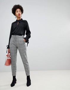 Брюки в клетку с поясом Vero Moda - Серый