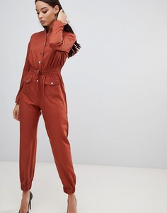 Светло-коричневый комбинезон в стиле милитари PrettyLittleThing - Коричневый
