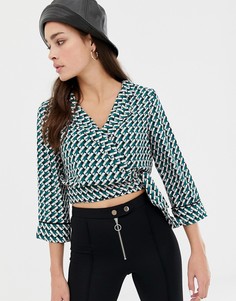 Топ с запахом и геометрическим принтом Bershka - Мульти