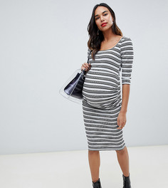 Облегающее платье миди в рубчик с полосками ASOS DESIGN Maternity - Мульти