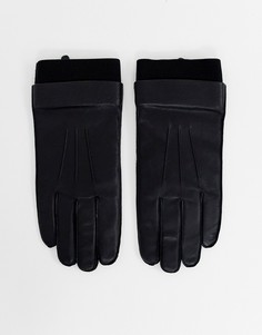 Черные кожаные перчатки Weekday - Черный