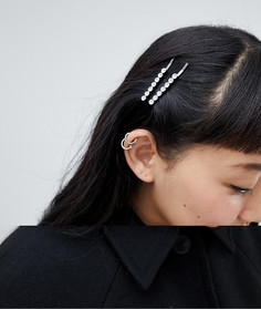 Серебристая заколка для волос с камнями Monki - Серебряный