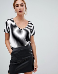 Футболка в полоску с V-образным вырезом Pull&Bear - Мульти