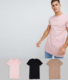 3 длинных футболки ASOS DESIGN - СКИДКА - Мульти