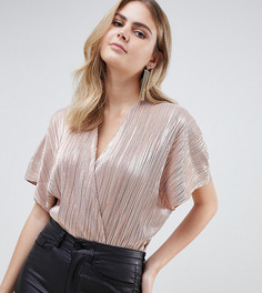 Боди с эффектом металлик и запахом ASOS DESIGN Tall - Золотой