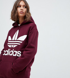 Oversize-худи бордового цвета с логотипом-трилистником adidas Originals - Красный